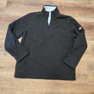 Orvis Men's Dark Brown Quarter Zip-Up Sweater Sherpa Lined  Medium